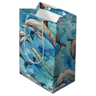 Dolphins swimming in the sea  medium gift bag