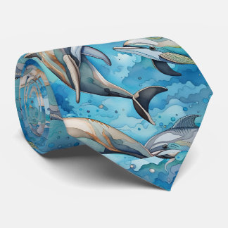 Dolphins swimming in the sea  neck tie