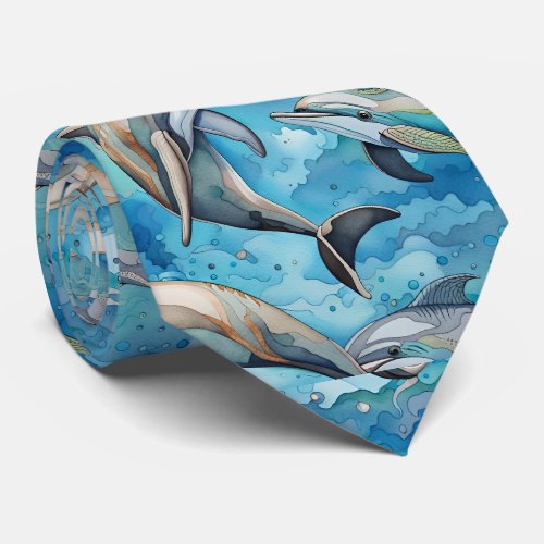 Dolphins swimming in the sea  neck tie