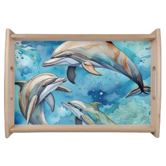Dolphins swimming in the sea 