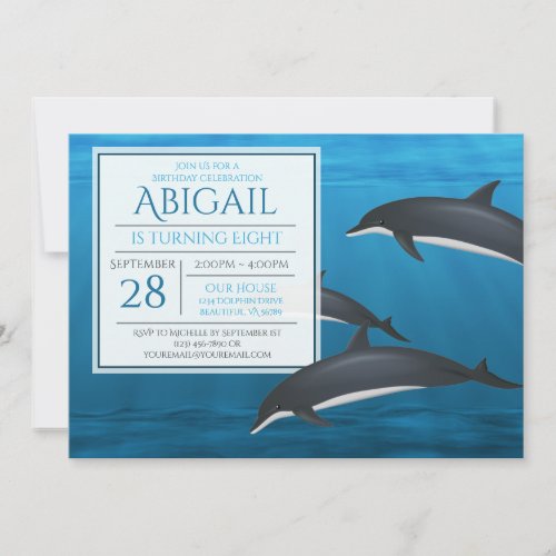 Dolphins Swimming Under the Ocean Birthday Invitation