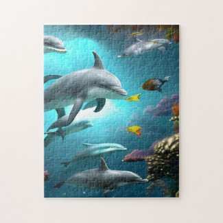 Dolphins Swimming Underwater 
