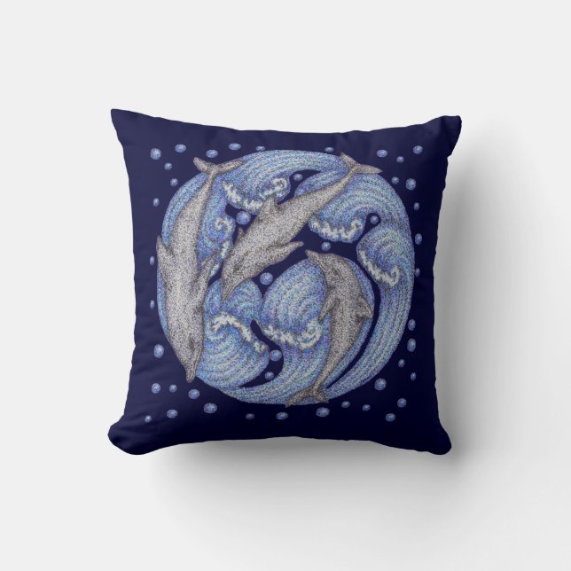 Dolphins Throw Pillow (Front)