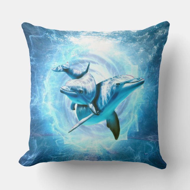 Dolphins Throw Pillow (Front)