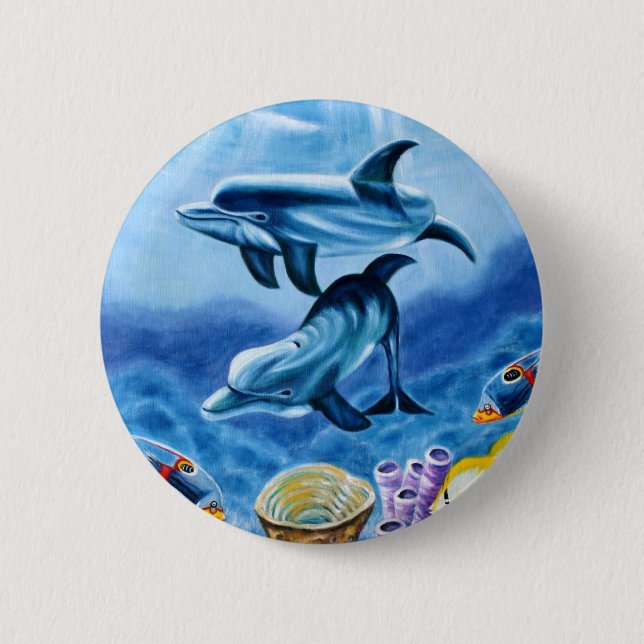 Dolphins Tropical Fish Button (Front)