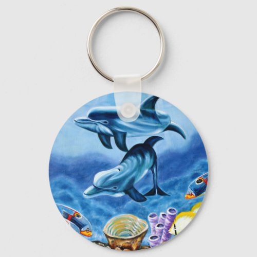 Dolphins Tropical Fish Keychain
