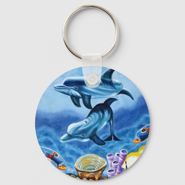 Dolphins Tropical Fish Keychain (Front)
