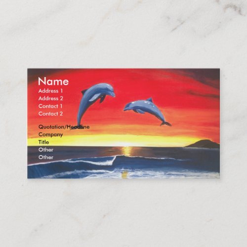 Dolphins Tropical Sunset Ocean Business Card Art
