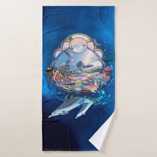DOLPHINS UNDER THE BEACH PARTY BATH TOWEL (Bath Towel)