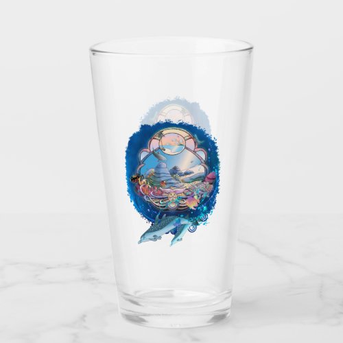 DOLPHINS UNDER THE BEACH PARTY GLASS