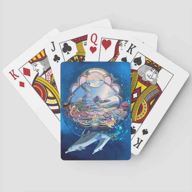 DOLPHINS UNDER THE BEACH PARTY POKER CARDS (Back)