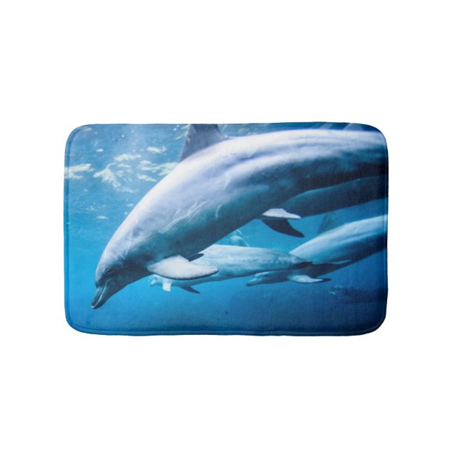 Dolphins Underwater Bathroom Mat (Front)
