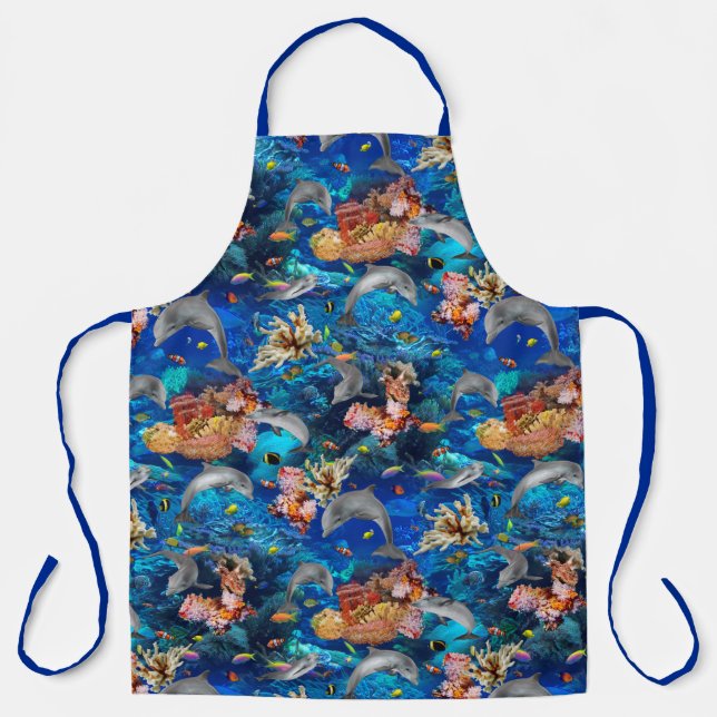 Dolphins Underwater Ocean Coral Reef Apron (Front)