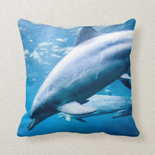Dolphins Underwater Throw Pillow