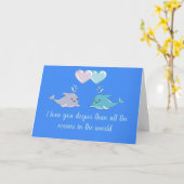 Dolphins Valentine Cute Folded Greeting Card (Yellow Flower)