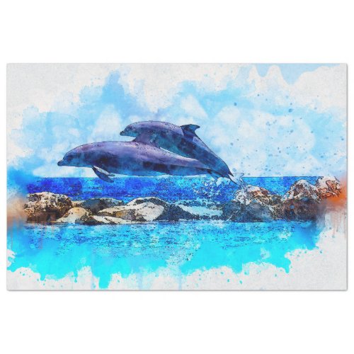 Dolphins Watercolor Art Decoupage Tissue Paper