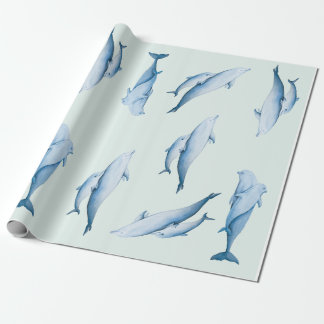 Dolphins watercolor pattern wrapping paper