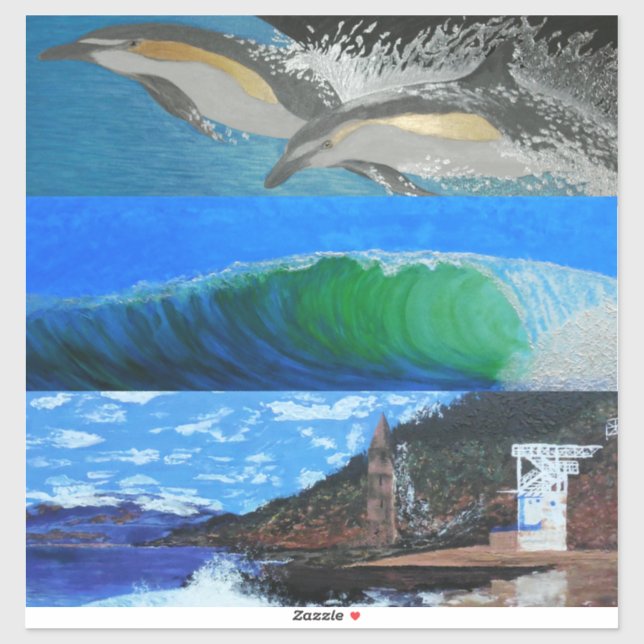 Dolphins, waves ,Victoria Beach so Laguna tower Sticker (Sheet)