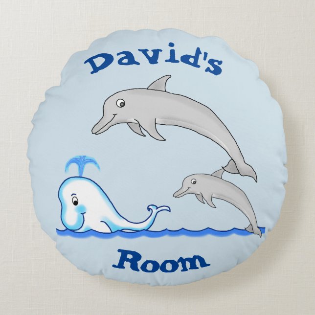 Dolphins & Whale Pillow (Front)