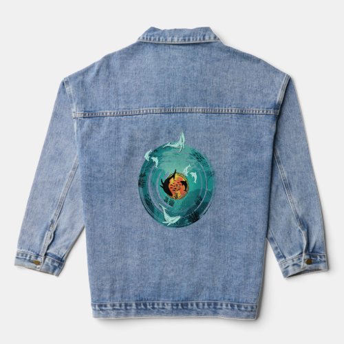 Dolphins whales fish sea sea creatures cycle vacat denim jacket