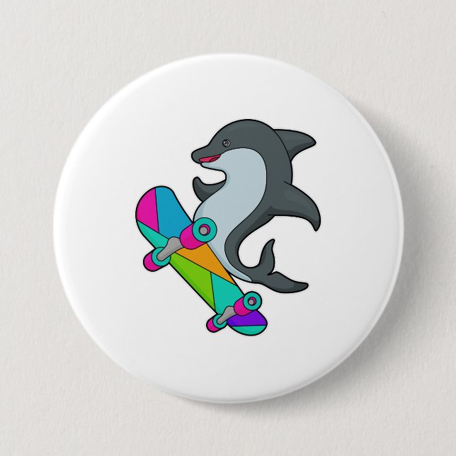 Dolpin as Skater with Skateboard Button (Front)