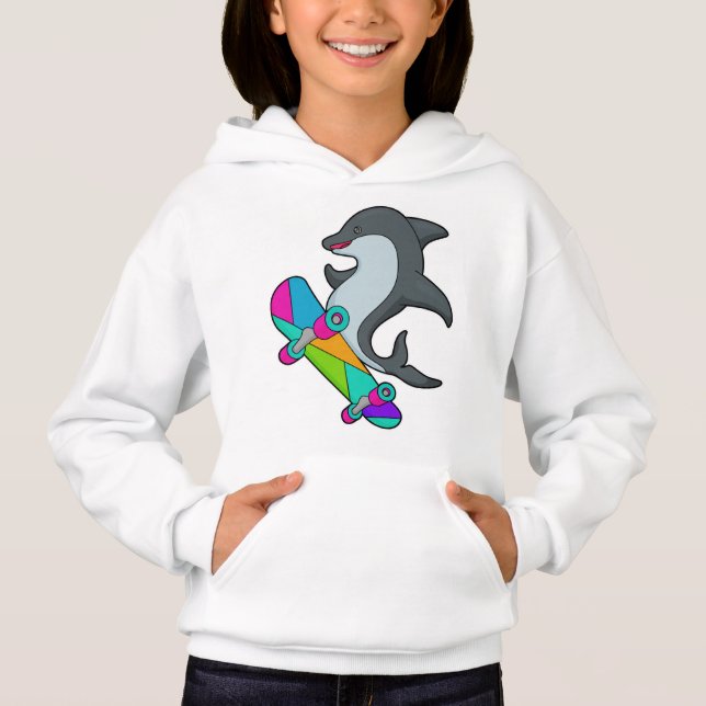 Dolpin as Skater with Skateboard Hoodie (Front)