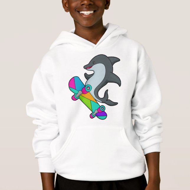 Dolpin as Skater with Skateboard Hoodie (Front)