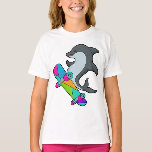 Dolpin as Skater with Skateboard T_Shirt