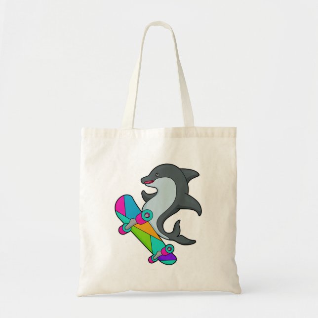 Dolpin as Skater with Skateboard Tote Bag (Front)