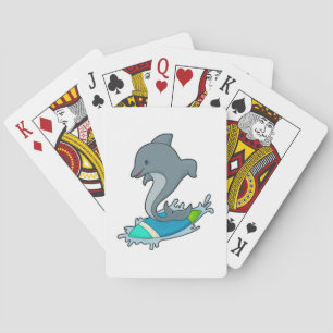 Dolpin as Surfer with Surfboard Poker Cards