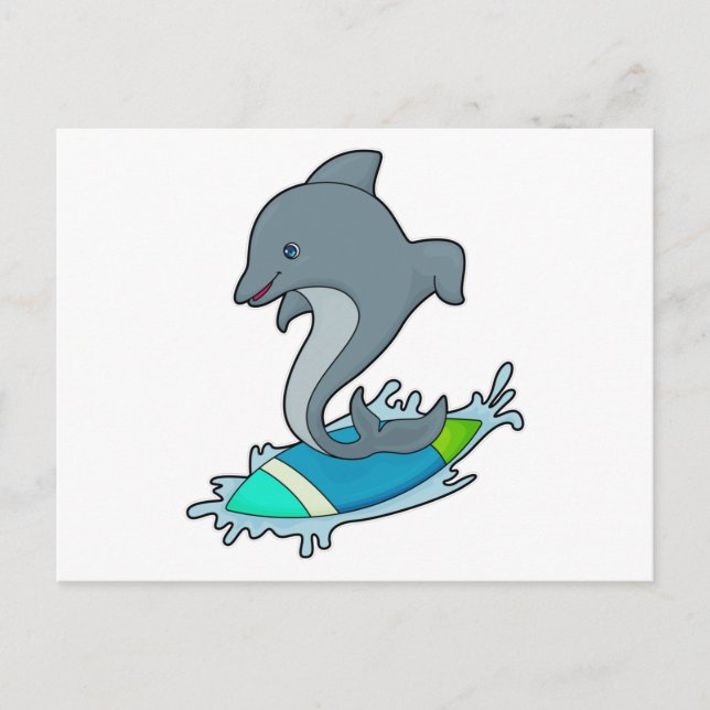 Dolpin as Surfer with Surfboard Postcard (Front)