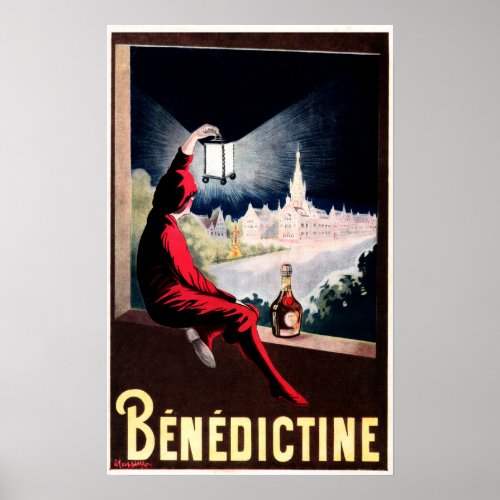 DOM BENEDICTINE French Herbal Liqueur Cappiello Poster
