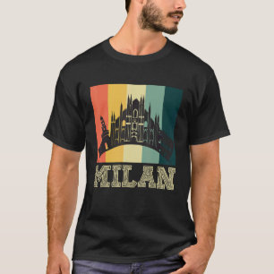 Dom De Milan From Italy In Milan In Retro Skyline T-Shirt