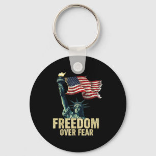 Dom Over Fear Statue Of Liberty Flag Graphic Keychain