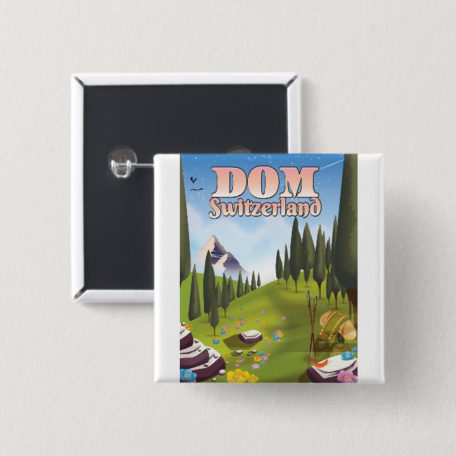 Dom Switzerland travel poster Button (Front & Back)