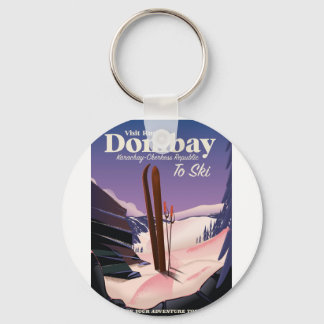 Dombay, Karachay-Cherkess Republic Ski poster Keychain