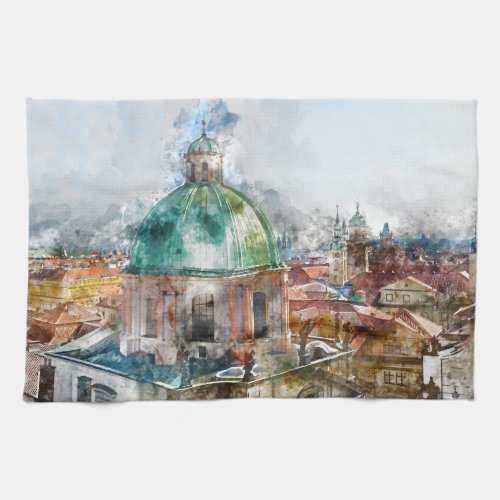 Dome in Prague Czech Republic Kitchen Towel