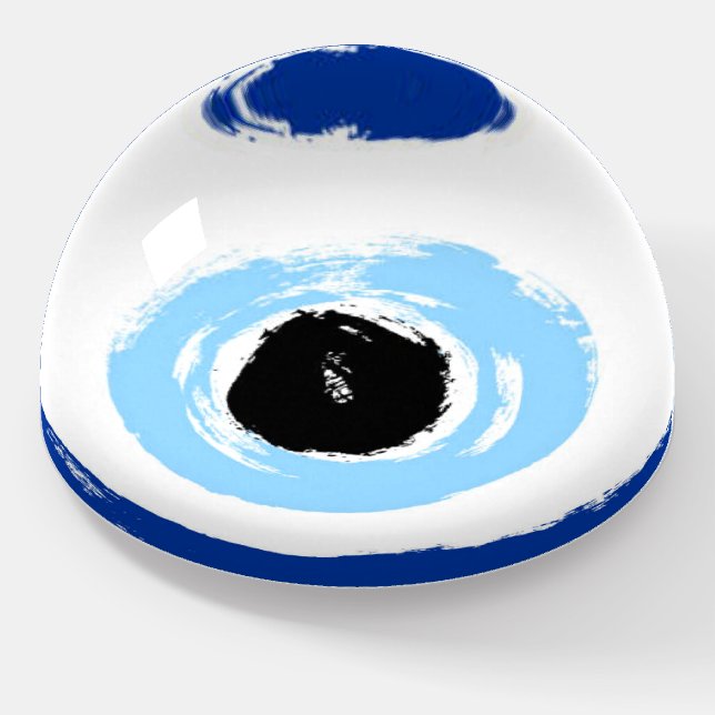 Dome shape evil eye printed glass paperweight (Angled)