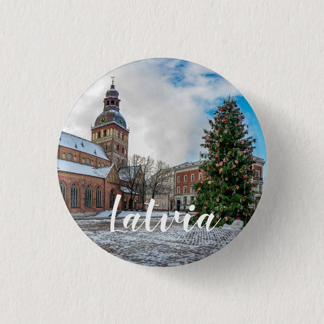 Dome square with Christmas tree in Riga Button (Front)