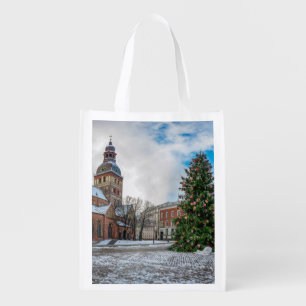 Dome square with Christmas tree in Riga Grocery Bag