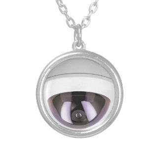 Dome surveillance camera silver plated necklace