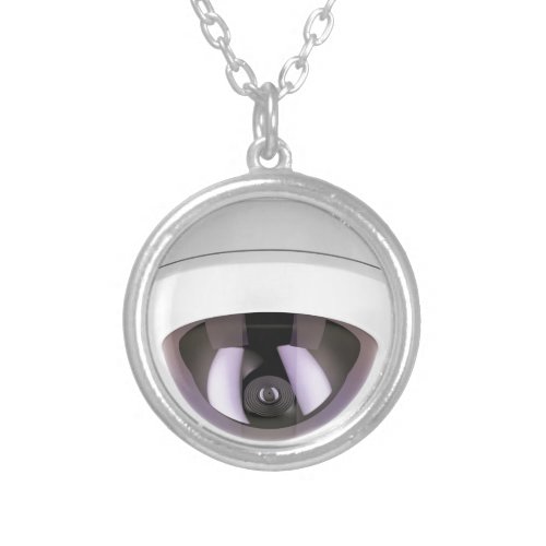 Dome surveillance camera silver plated necklace