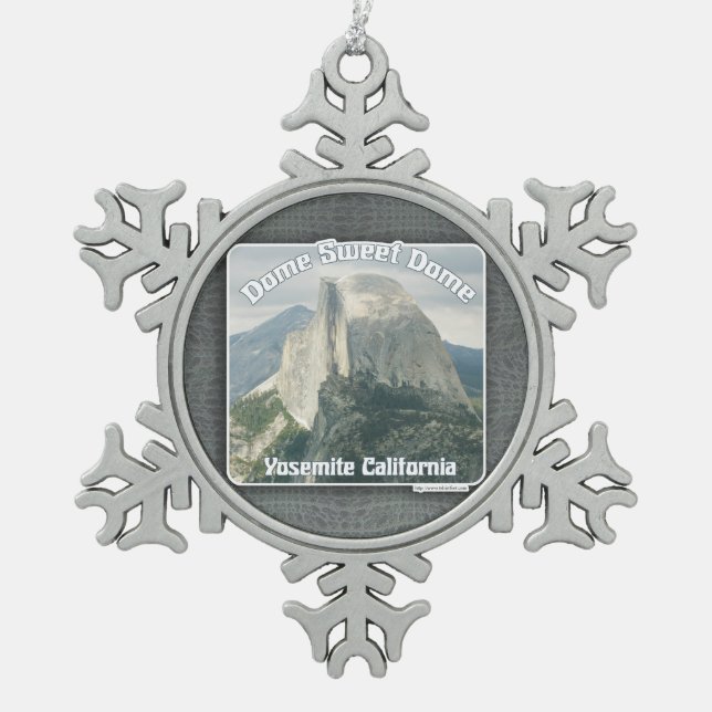Dome Sweet Half Dome Snowflake Pewter Christmas Ornament (Front)