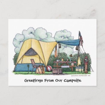Dome Tent Camper Camping Post Cards by art1st at Zazzle