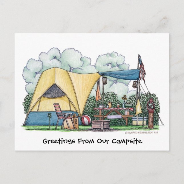 Dome Tent Camper Camping Post Cards (Front)