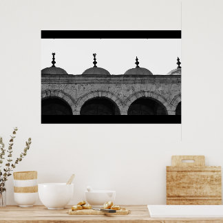 Domes of Cairo Mosque B&W Poster