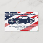 Domestic American Flag Car Auto Mechanic Service Business Card