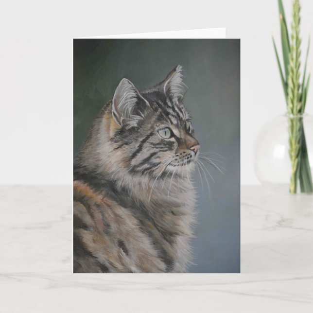 Domestic Cat Art Greeting Card (Front)