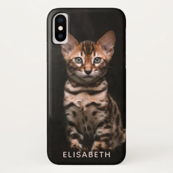 Domestic Cat Kitten Leopard Spots Personalized Iphone X Case by ironydesignphotos at Zazzle