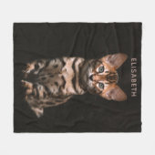 Domestic Cat Kitten Leopard Spots Personalized Fleece Blanket (Front (Horizontal))